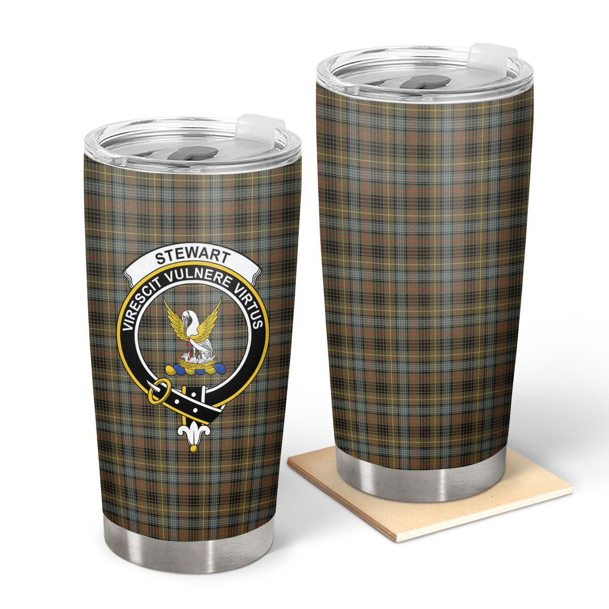 Clan Stewart Hunting Weathered Tartan Crest Tumbler BG95 Clan Stewart Tartan Today   