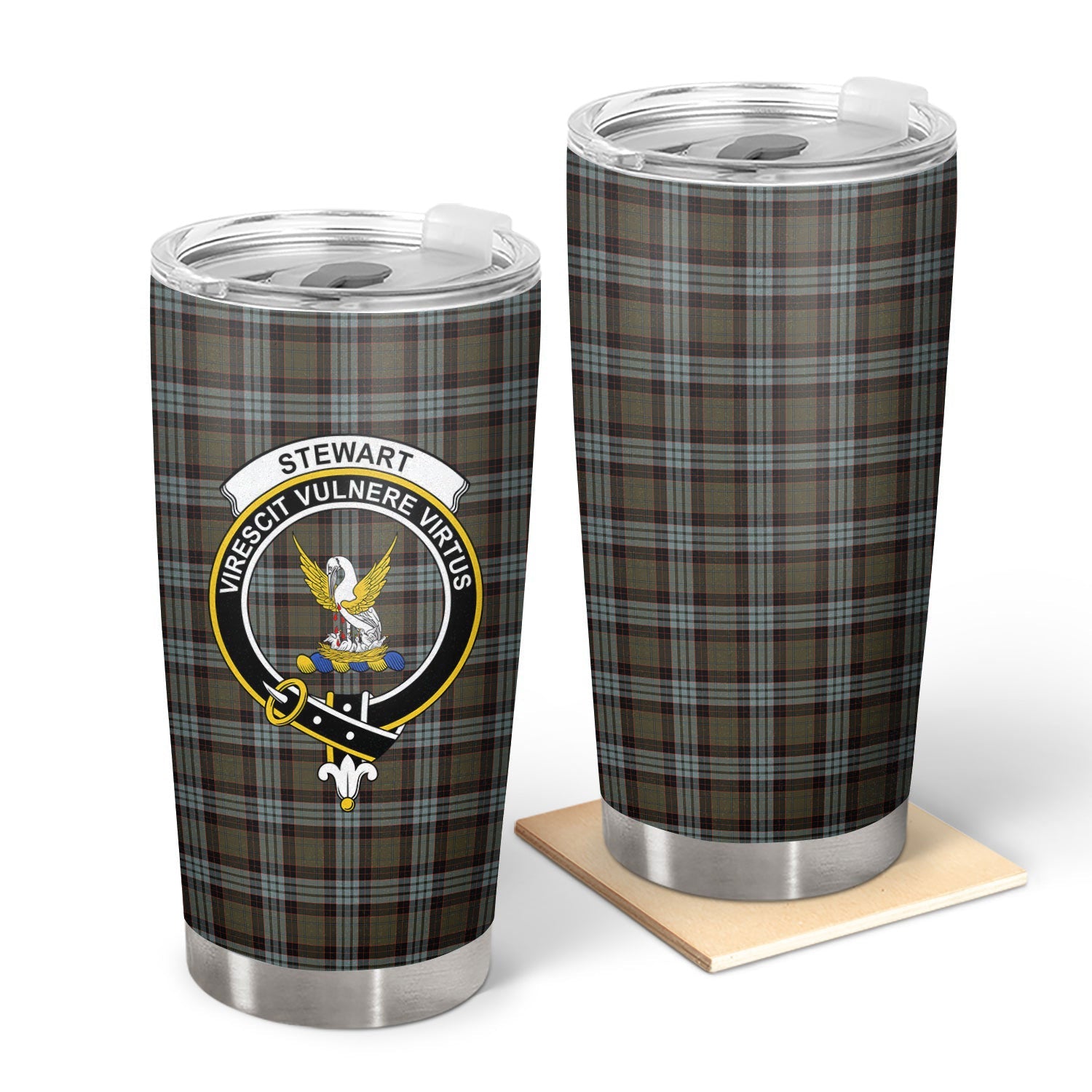 Clan Stewart Old Weathered Tartan Crest Tumbler PP91 Clan Stewart Tartan Today   