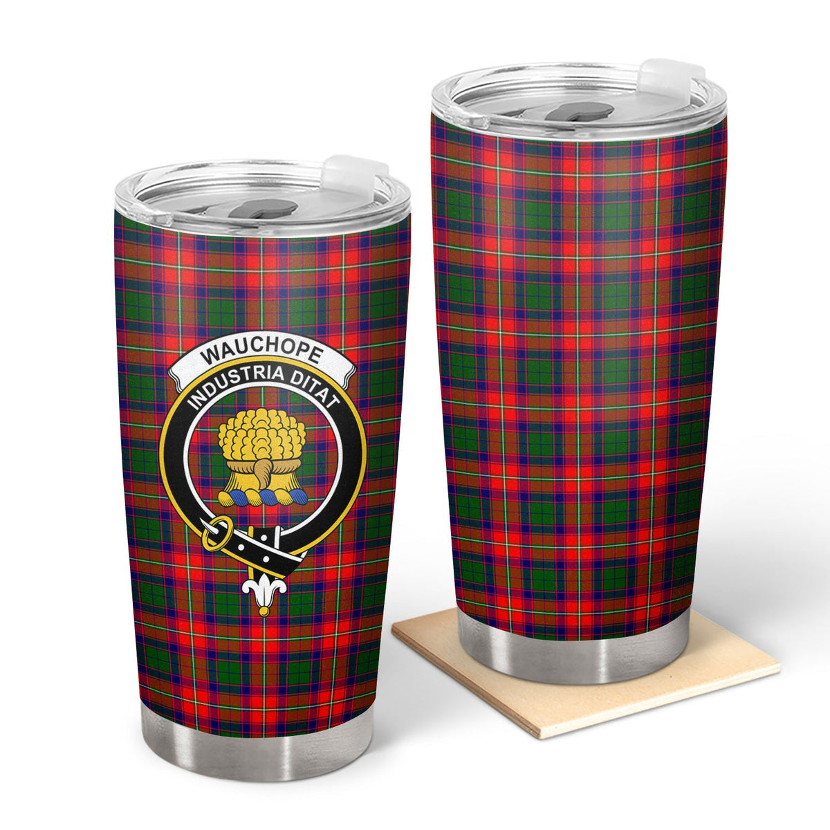 Clan Wauchope (or Waugh) Tartan Crest Tumbler OS56 Clan Wauchope Tartan Today   