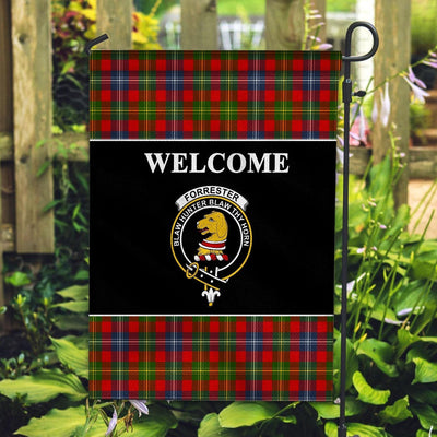 Clan Forrester Tartan Crest Black Garden Flag WZ43