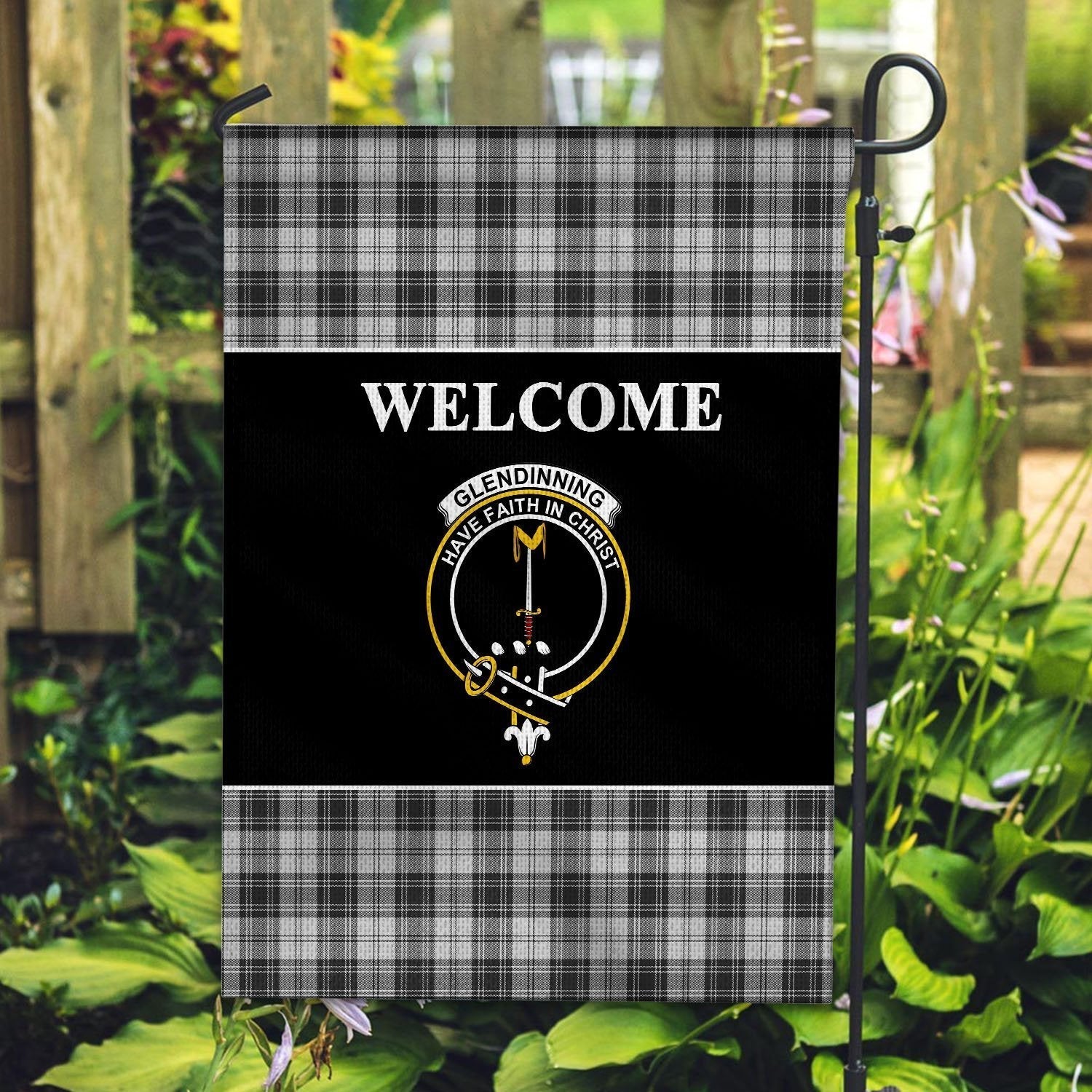 Clan Glendinning Tartan Crest Black Garden Flag IL80 Clan Glen Tartan Today   