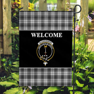 Clan Glendinning Tartan Crest Black Garden Flag