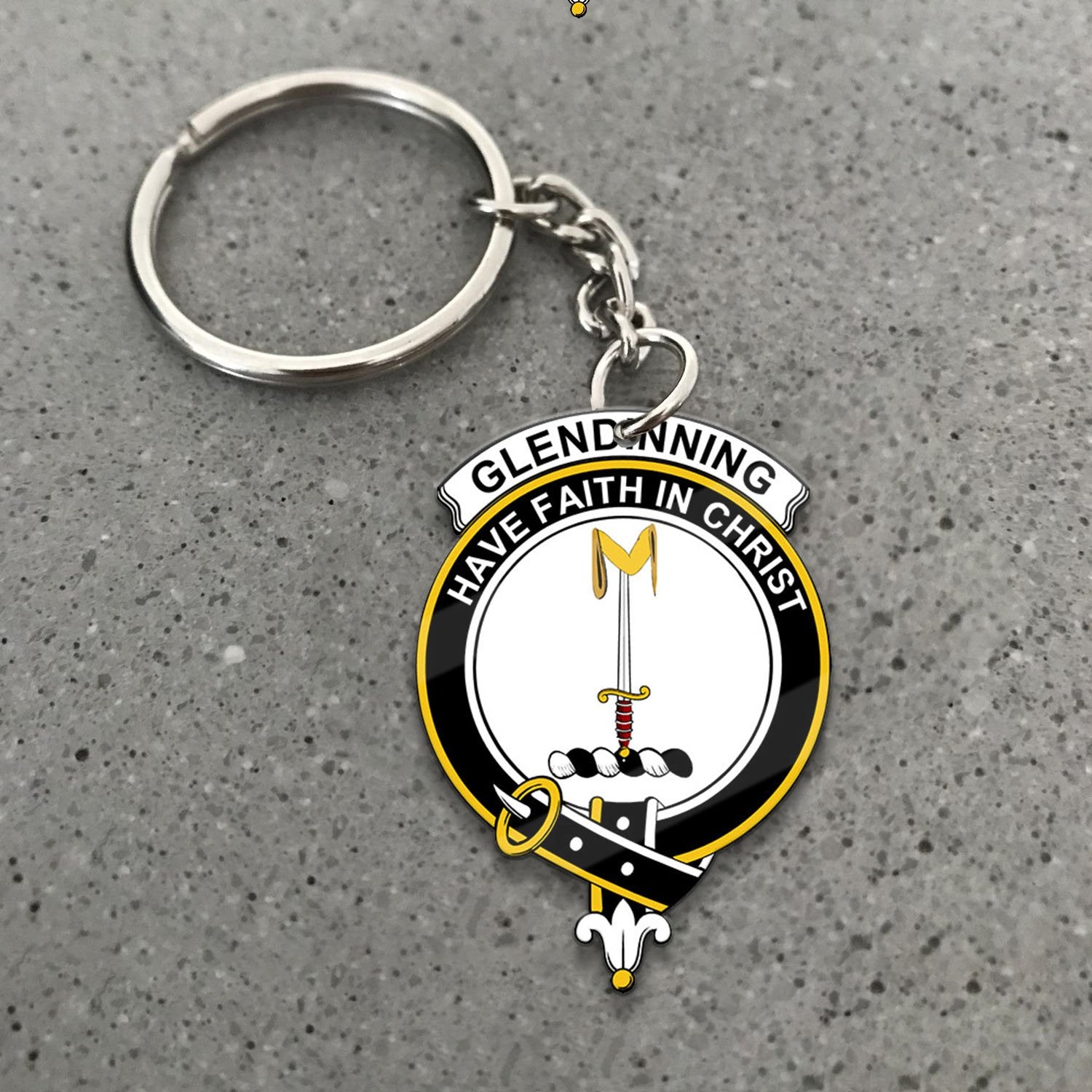 Clan Glendinning Tartan Crest Keychain RA77 Clan Glen Tartan Today   