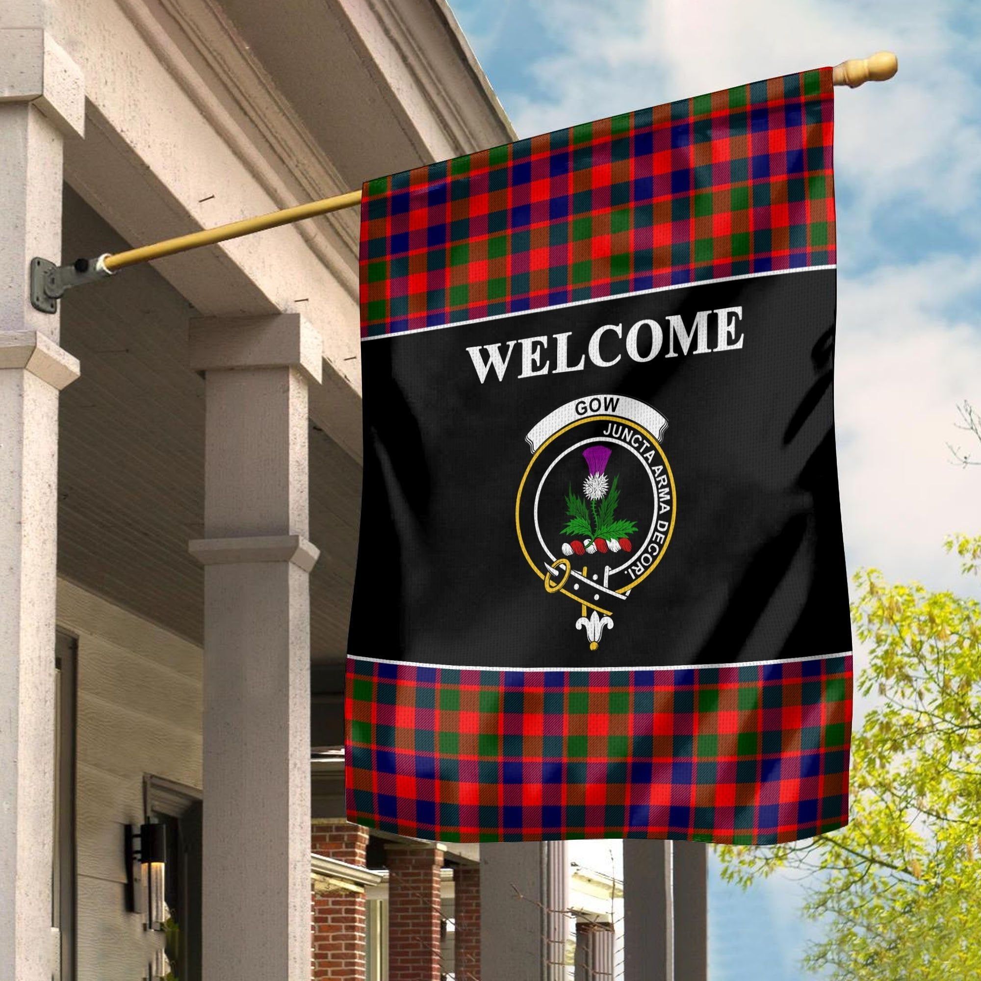 Clan Gow (of Skeoch) Tartan Crest Black Garden Flag HI57 Clan Gow Tartan Today   