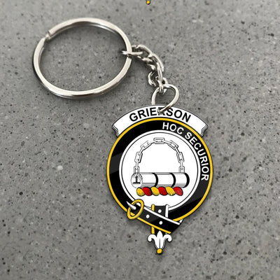 Clan Grierson Tartan Crest Keychain