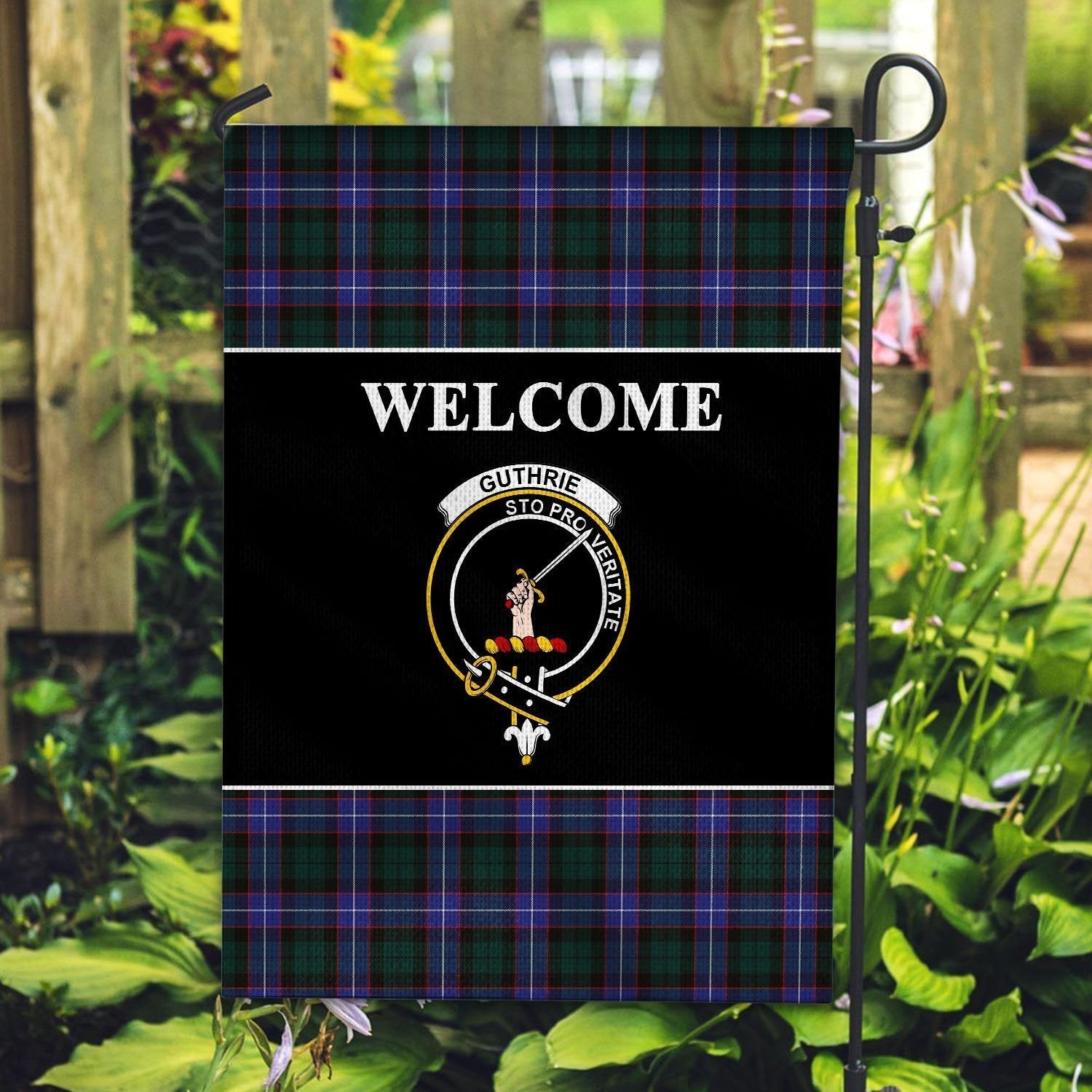 Clan Guthrie Tartan Crest Black Garden Flag ZN47 Clan Guthrie Tartan Today   