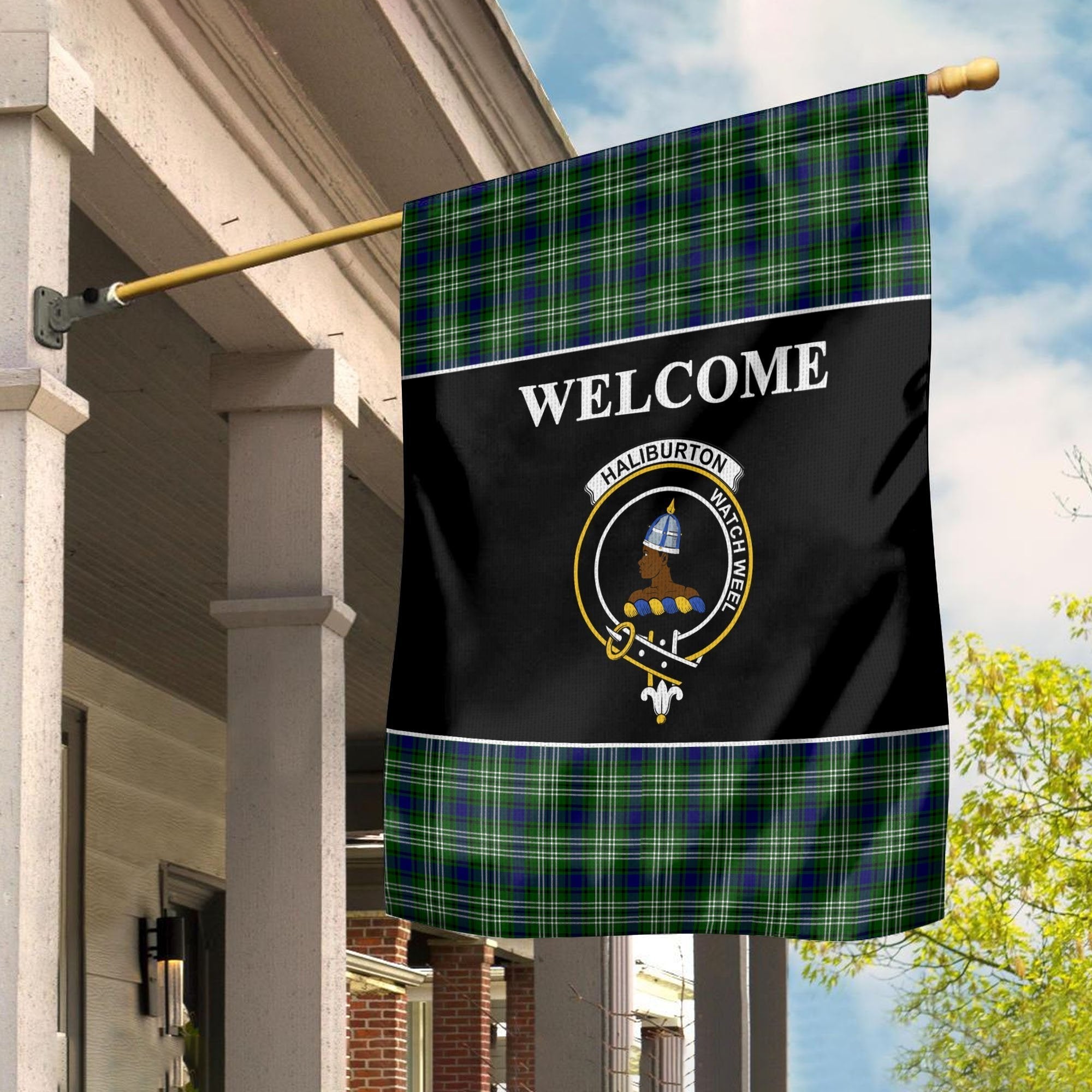 Clan Haliburton Tartan Crest Black Garden Flag MQ57 Clan Haliburton Tartan Today   