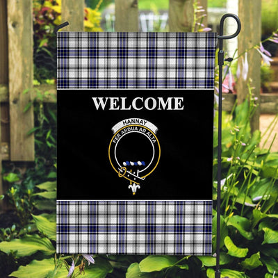 Clan Hannay Tartan Crest Black Garden Flag PE64