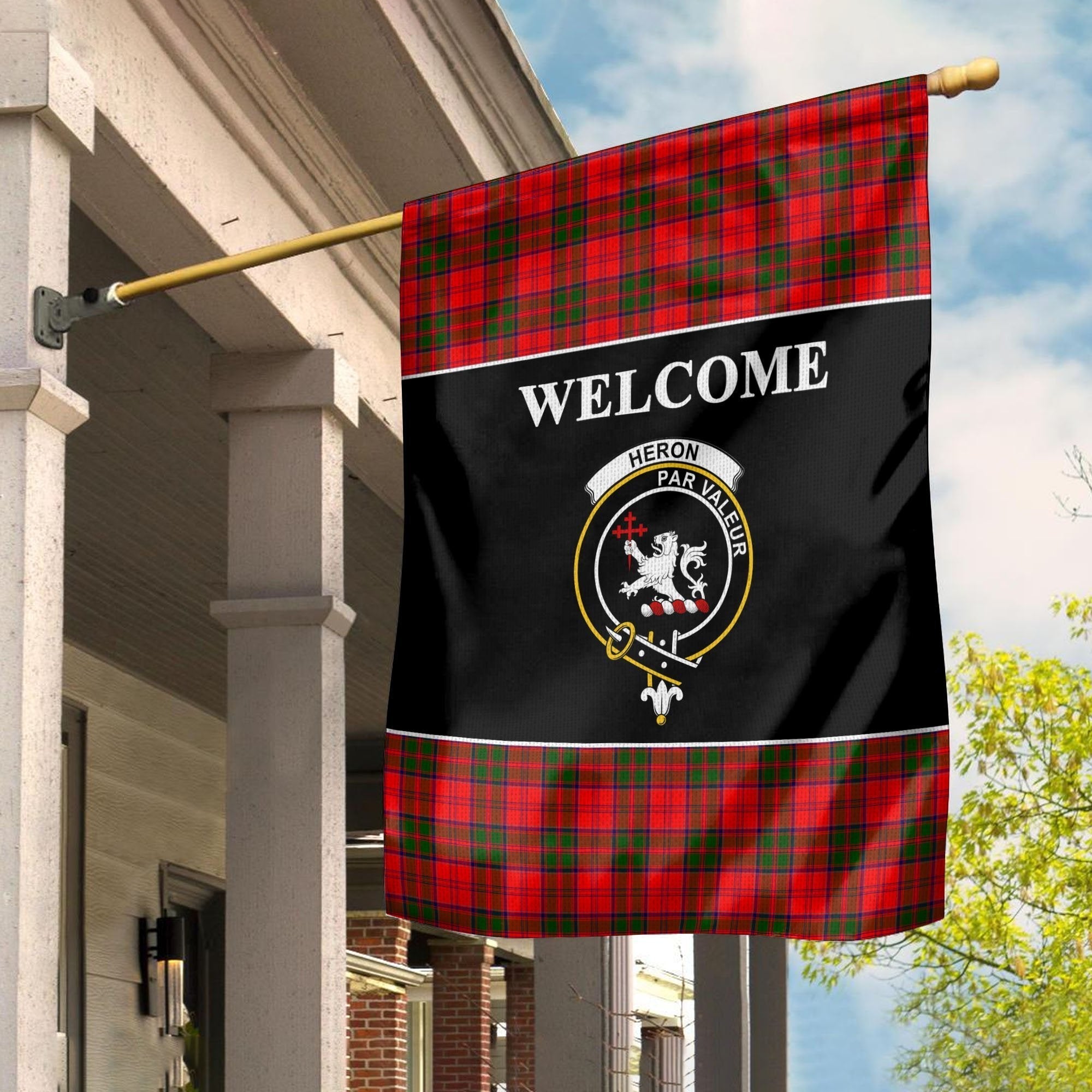 Clan Heron Tartan Crest Black Garden Flag FJ30 Clan Heron Tartan Today   