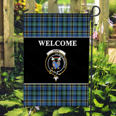 Clan Hope Tartan Crest Black Garden Flag