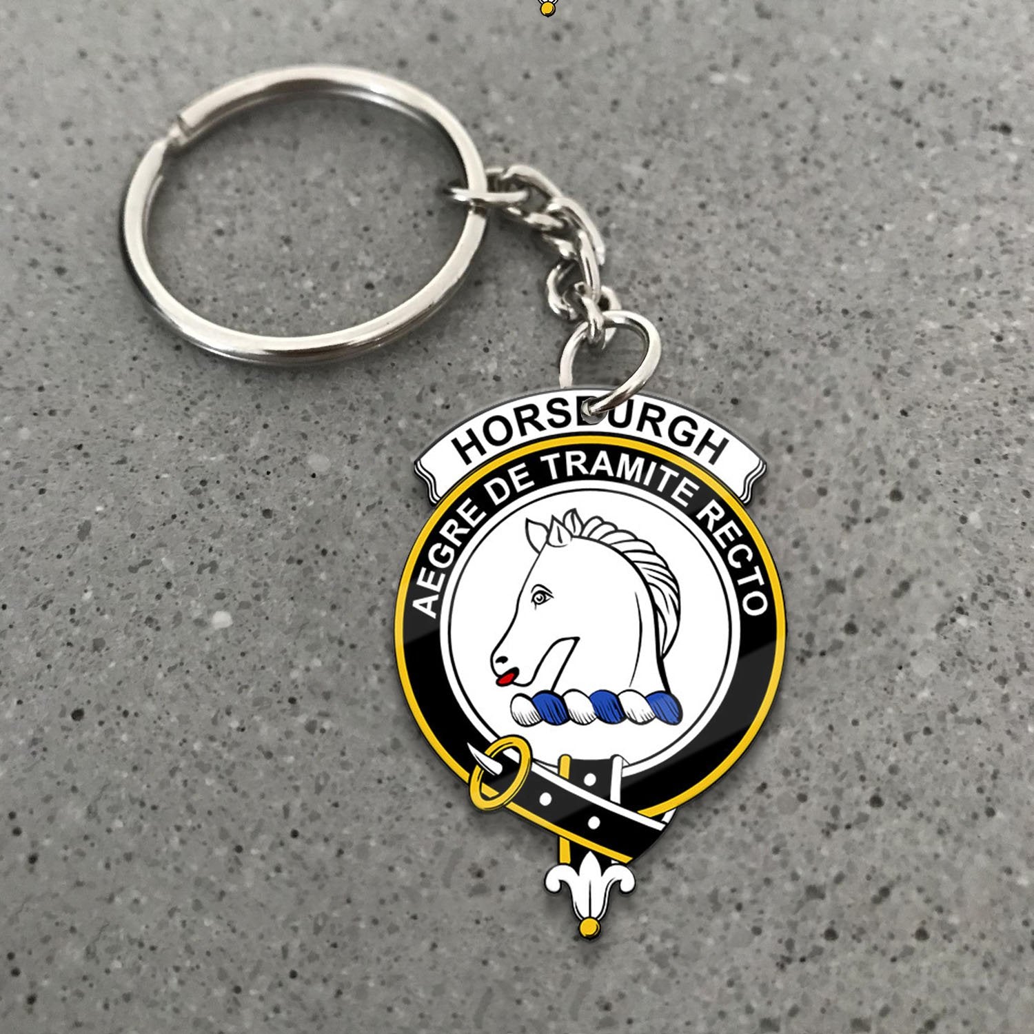 Clan Horsburgh Tartan Crest Keychain FP23 Clan Horsburgh Tartan Today   