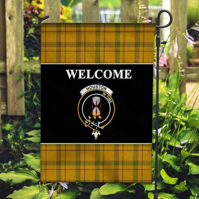 Clan Houston Tartan Crest Black Garden Flag