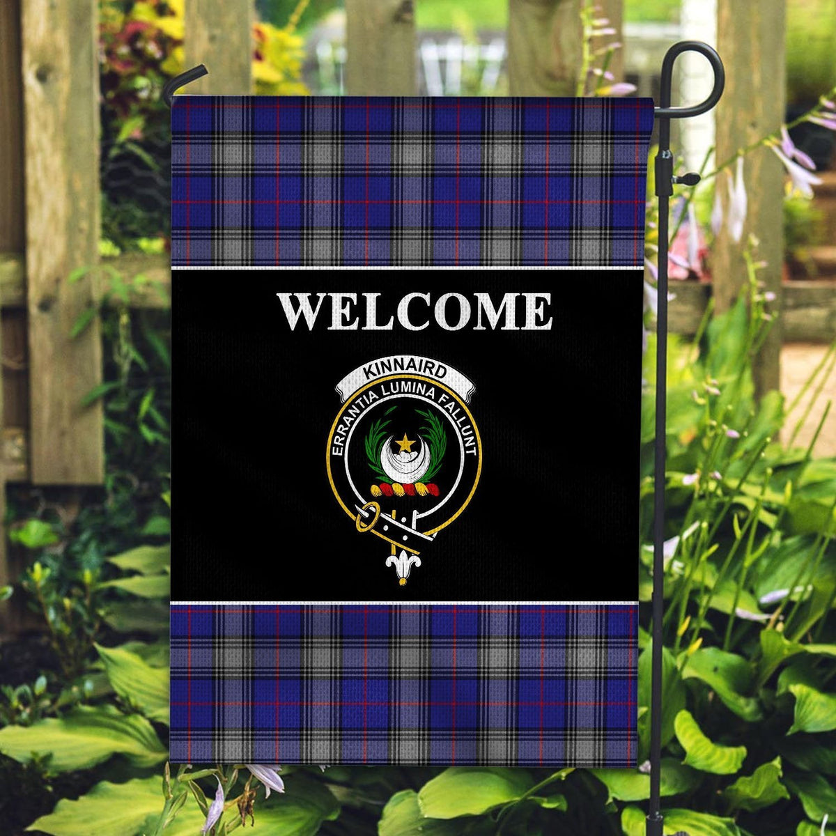 Clan Kinnaird Tartan Crest Black Garden Flag IF84 Clan Kinnaird Tartan Today   