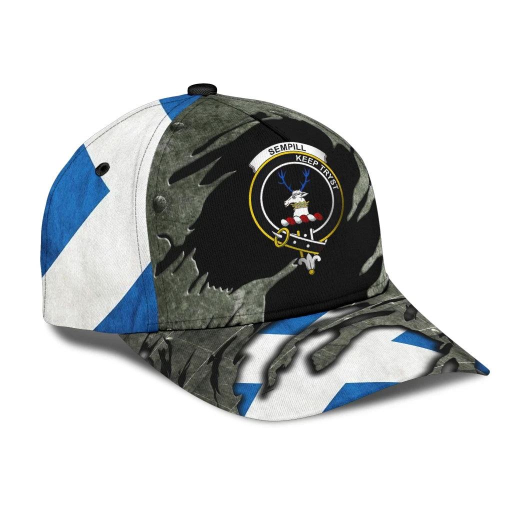 Clan Sempill Modern Tartan Crest Classic Cap ET68 Sempill Modern Tartan Tartan Cap   