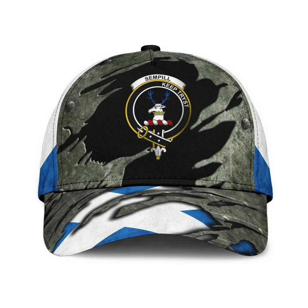 Clan Sempill Modern Tartan Crest Classic Cap ET68 Sempill Modern Tartan Tartan Cap   