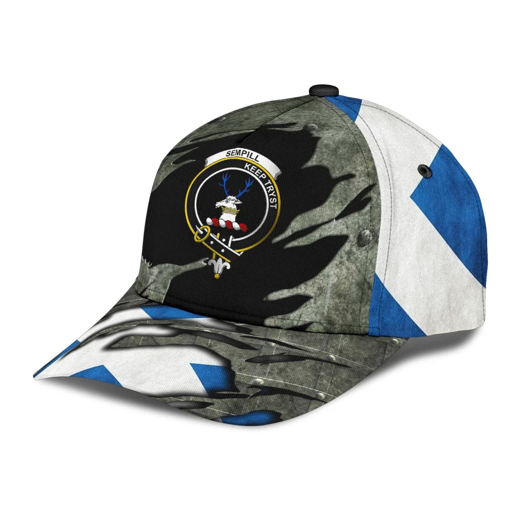 Clan Sempill Modern Tartan Crest Classic Cap ET68 Sempill Modern Tartan Tartan Cap   