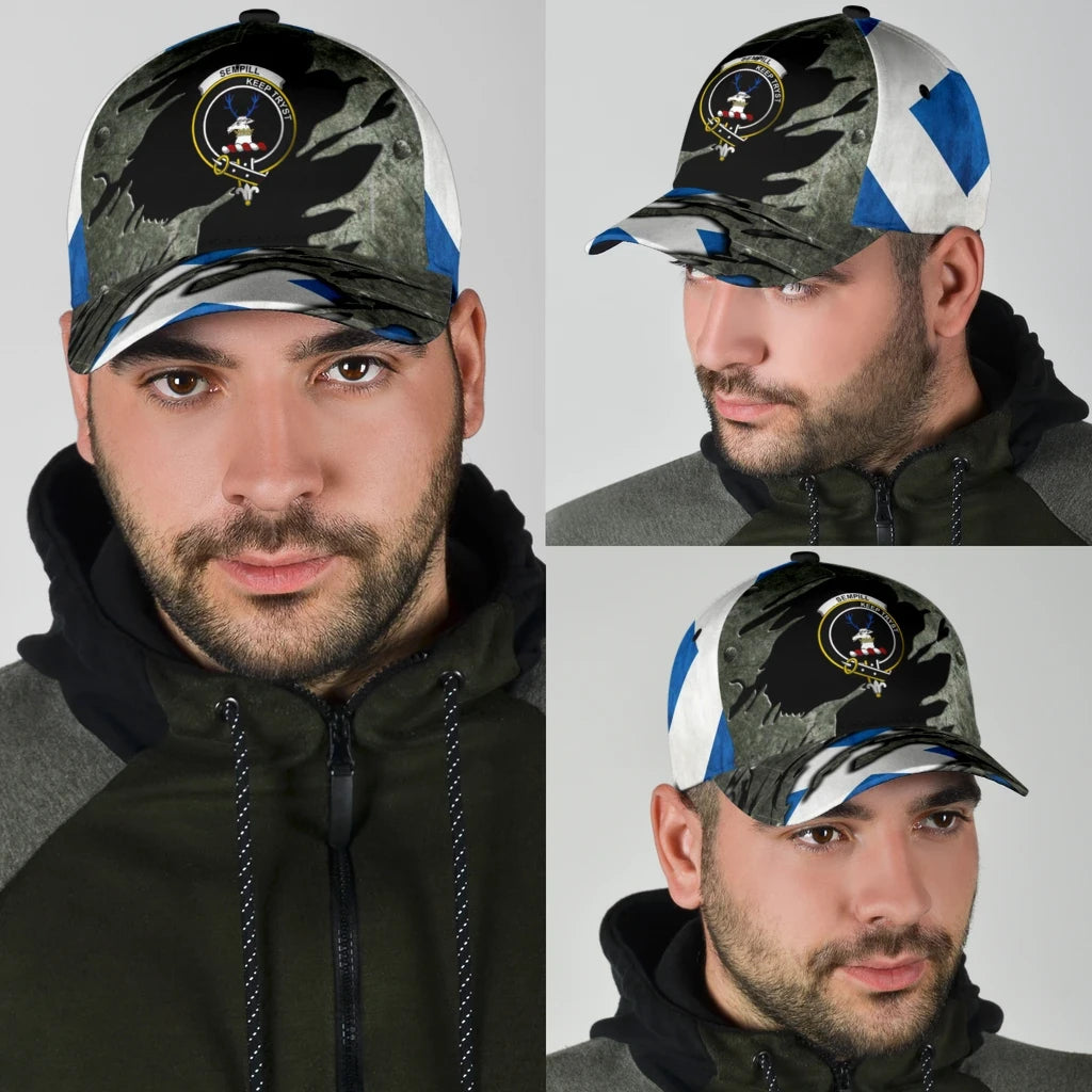 Clan Sempill Modern Tartan Crest Classic Cap ET68 Sempill Modern Tartan Tartan Cap   