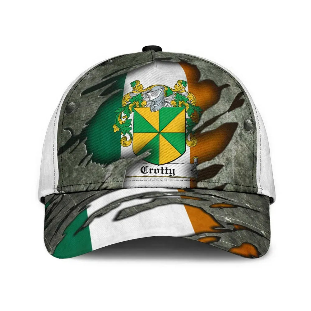 Clan Crotty Coat Of Arms - Irish Family Crest Classic Cap QB88 Crotty Coat Of Arms Irish Cap   