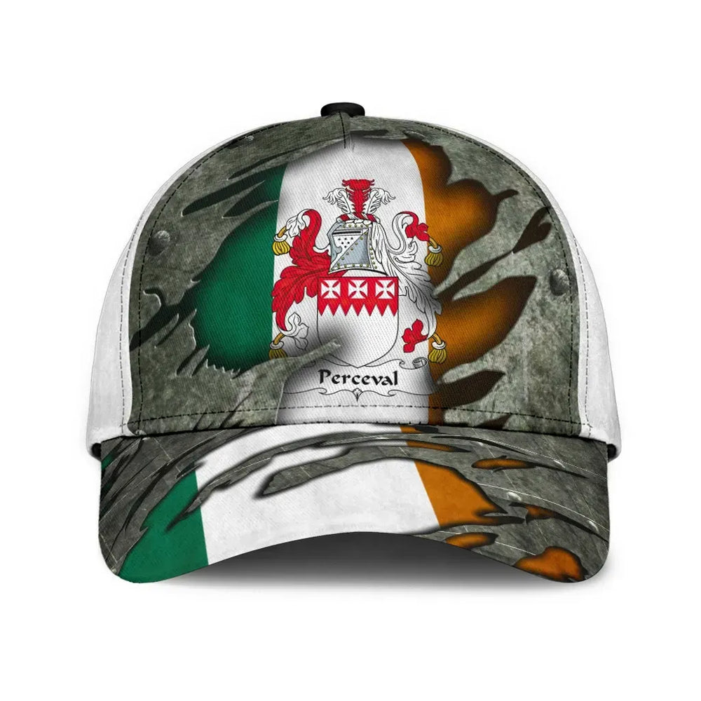 Clan Perceval Coat Of Arms - Irish Family Crest Classic Cap NI28 Perceval Coat Of Arms Irish Cap   