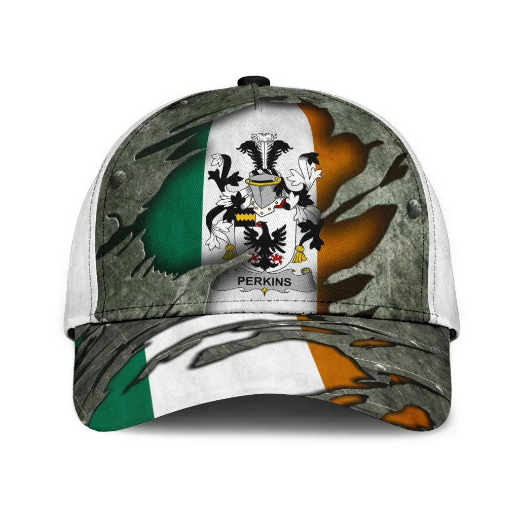 Clan Perkins Coat Of Arms - Irish Family Crest Classic Cap ZK60 Perkins Coat Of Arms Irish Cap   