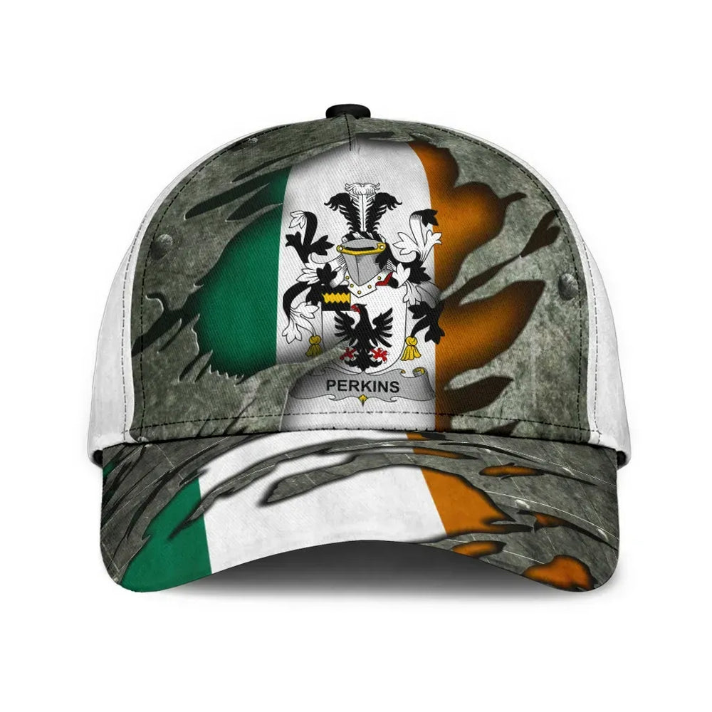 Clan Perkins Coat Of Arms - Irish Family Crest Classic Cap ZK60 Perkins Coat Of Arms Irish Cap   