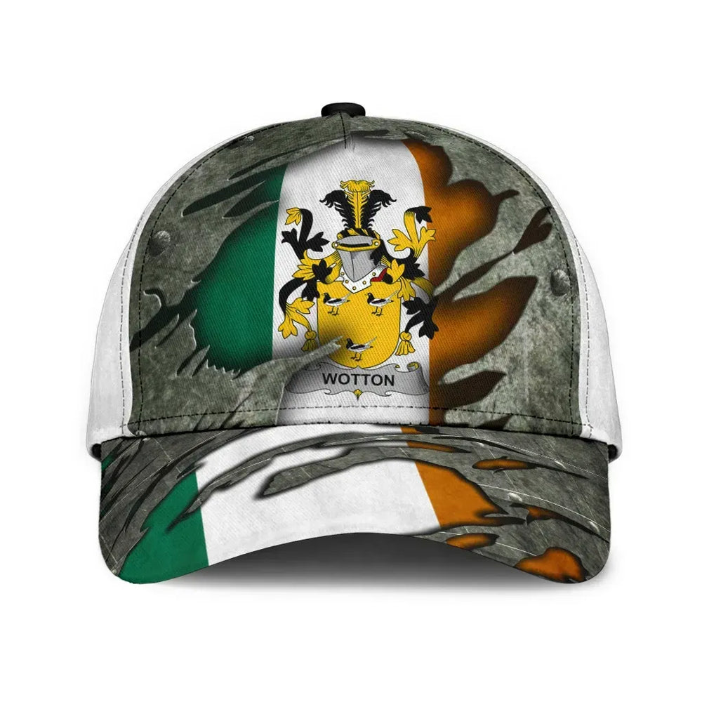 Clan Wotton Coat Of Arms - Irish Family Crest Classic Cap OL71 Wotton Coat Of Arms Irish Cap   