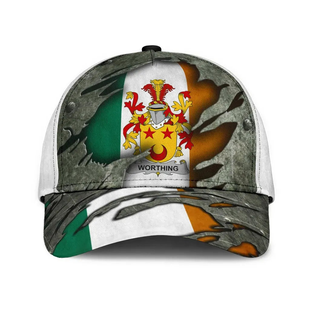 Clan Worthing Coat Of Arms - Irish Family Crest Classic Cap IY67 Worthing Coat Of Arms Irish Cap   