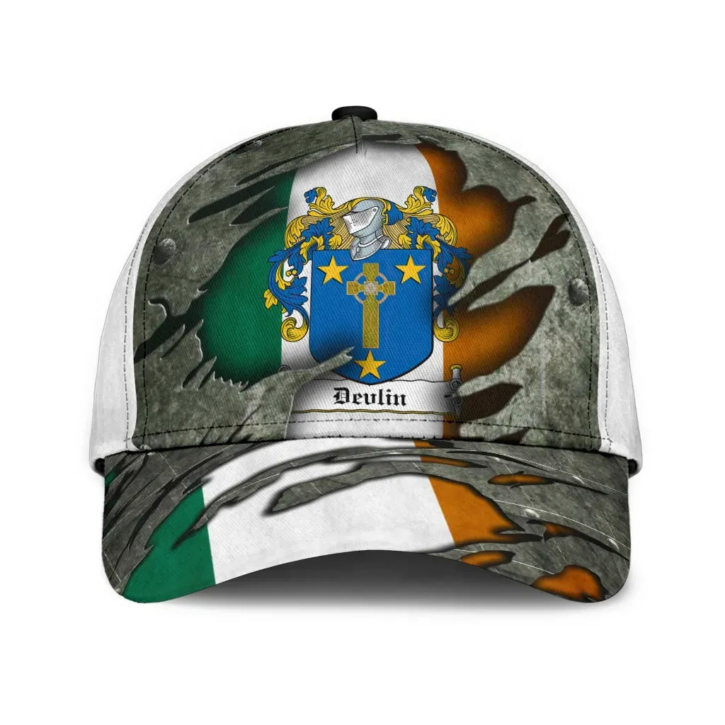 Clan Devlin Coat Of Arms - Irish Family Crest Classic Cap OX14 Devlin Coat Of Arms Irish Cap   