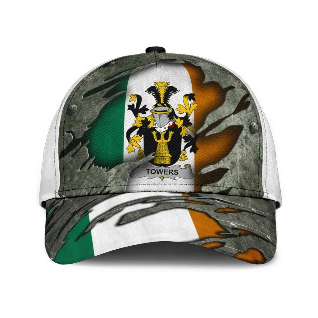 Clan Towers Coat Of Arms - Irish Family Crest Classic Cap UG17 Towers Coat Of Arms Irish Cap   