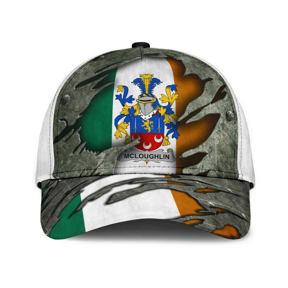 Clan Mcloughlin Coat Of Arms - Irish Family Crest Classic Cap LC19 Mcloughlin Coat Of Arms Irish Cap   