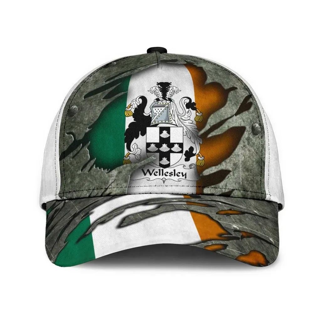 Clan Wellesley Coat Of Arms - Irish Family Crest Classic Cap LO16 Wellesley Coat Of Arms Irish Cap   