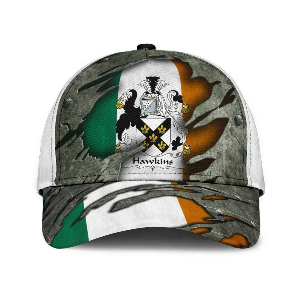 Clan Hawkins Coat Of Arms - Irish Family Crest Classic Cap OV67 Hawkins Coat Of Arms Irish Cap   