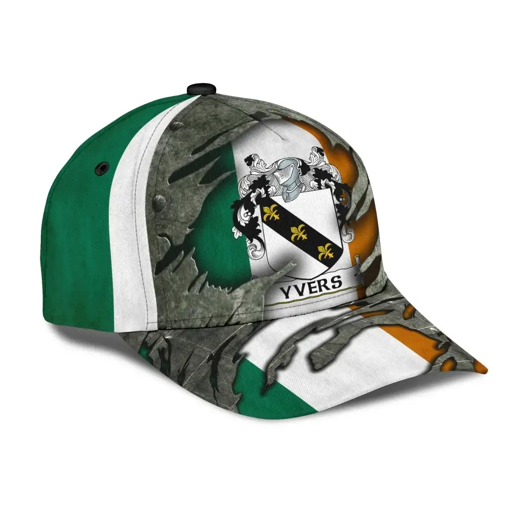 Clan Yvers Coat Of Arms - Irish Family Crest Classic Cap UM95 Yvers Coat Of Arms Irish Cap   