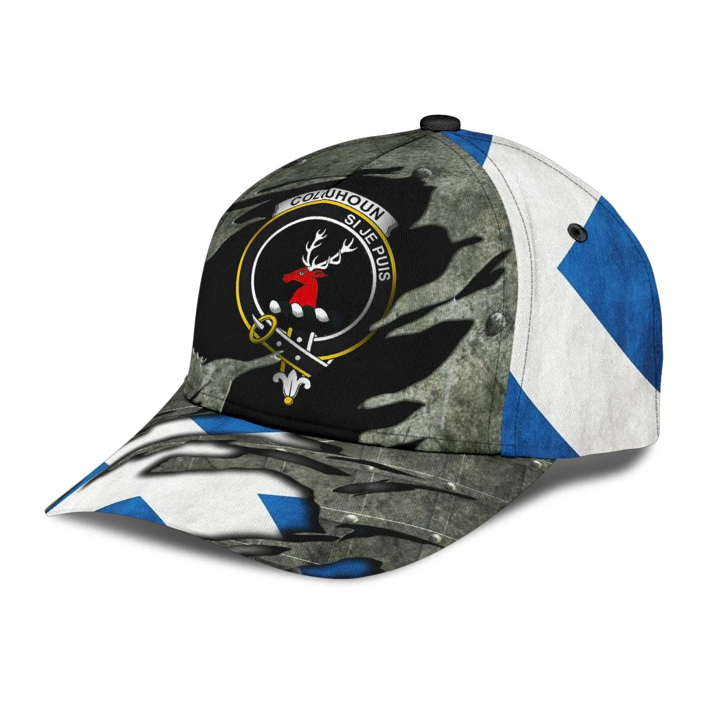 Clan Colquhoun Crest Tartan Classic Cap YH60 Colquhoun Tartan Tartan Cap   