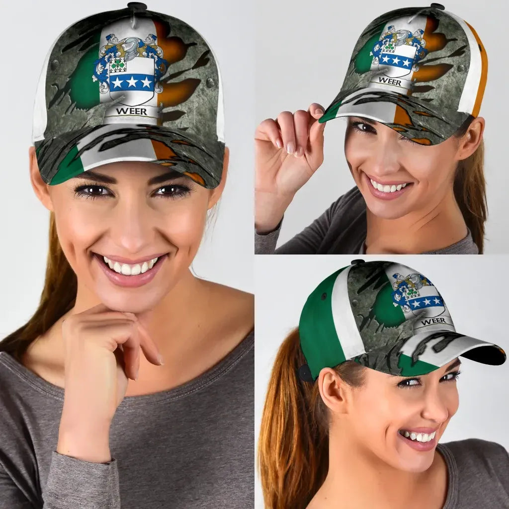 Clan Weer Coat Of Arms - Irish Family Crest Classic Cap ZT27 Weer Coat Of Arms Irish Cap   
