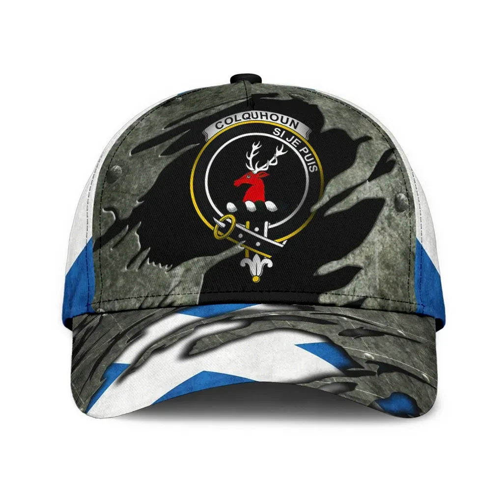Clan Colquhoun Crest Tartan Classic Cap YH60 Colquhoun Tartan Tartan Cap   