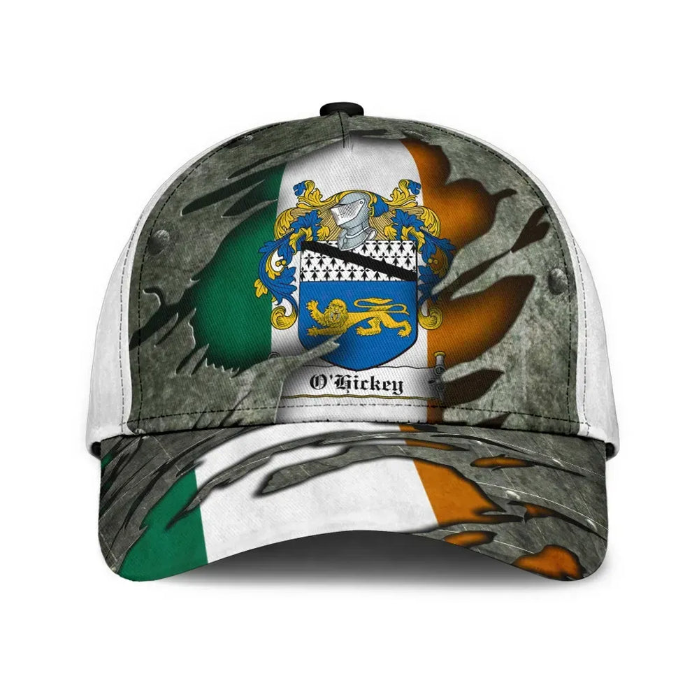 Clan Ohickey Coat Of Arms - Irish Family Crest Classic Cap BA32 Ohickey Coat Of Arms Irish Cap   