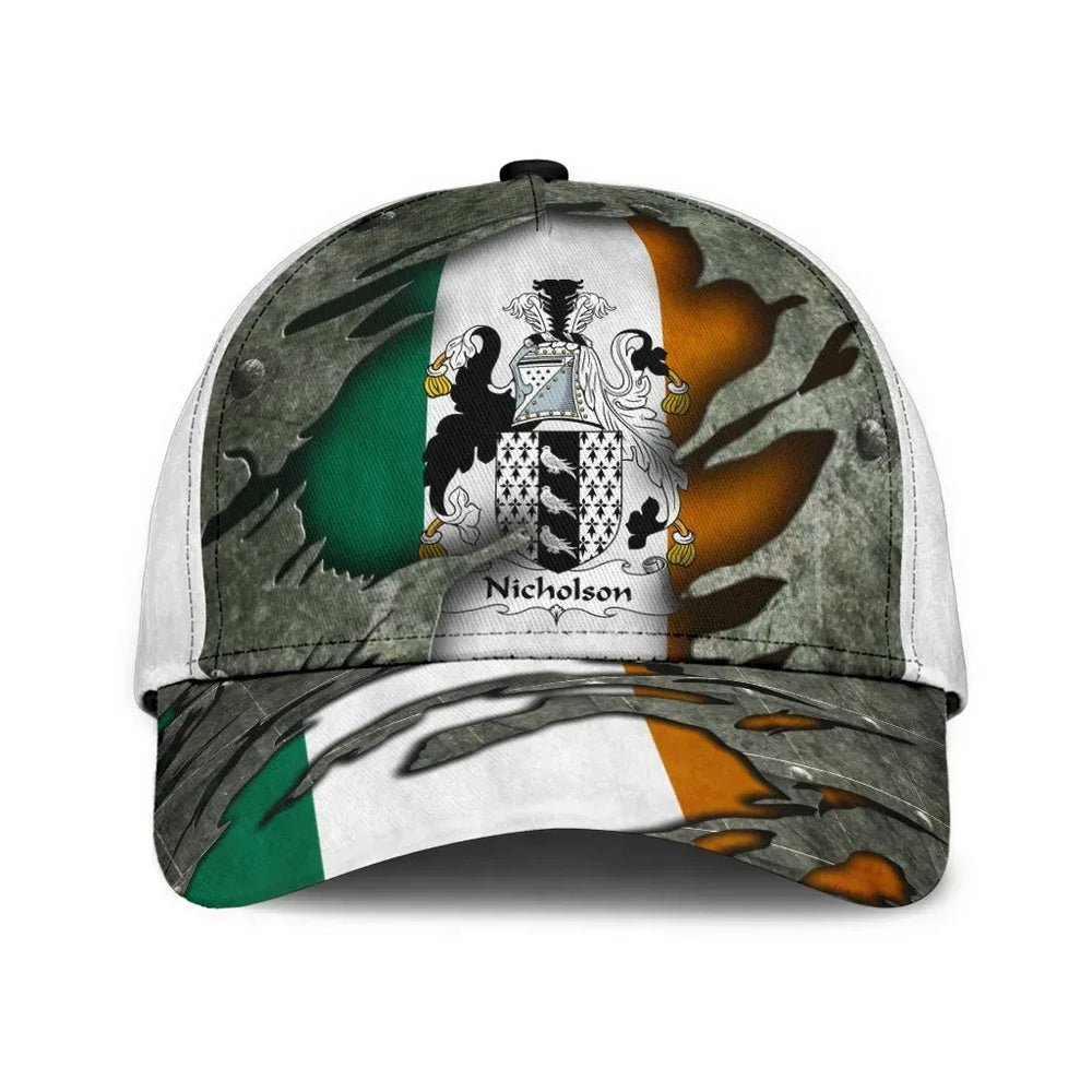 Clan Nicholson Coat Of Arms - Irish Family Crest Classic Cap SK89 Nicholson Coat Of Arms Irish Cap   