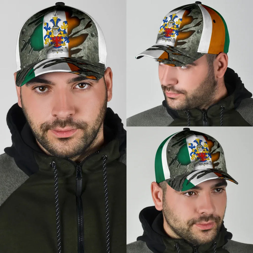 Clan Walron Coat Of Arms - Irish Family Crest Classic Cap LG64 Walron Coat Of Arms Irish Cap   