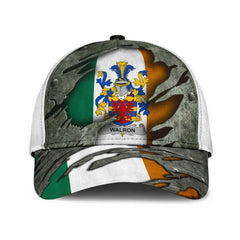 Clan Walron Coat Of Arms - Irish Family Crest Classic Cap LG64 Walron Coat Of Arms Irish Cap   