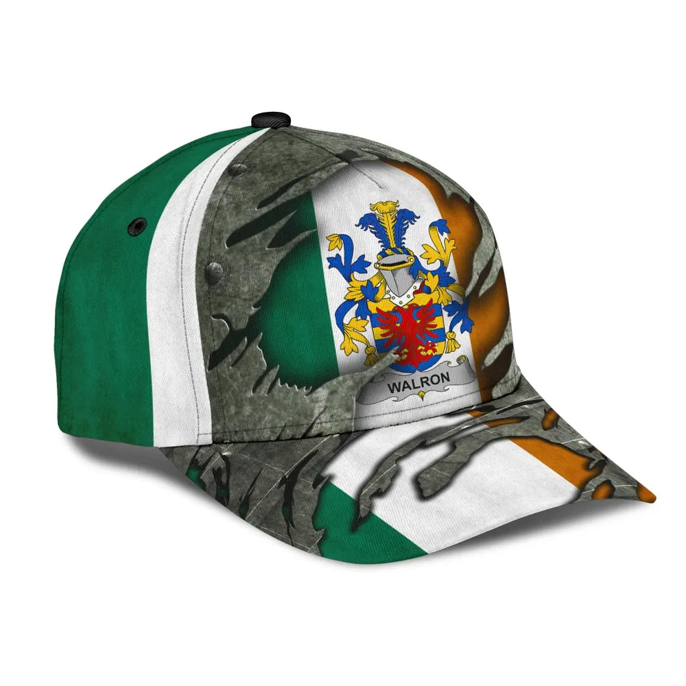 Clan Walron Coat Of Arms - Irish Family Crest Classic Cap LG64 Walron Coat Of Arms Irish Cap   