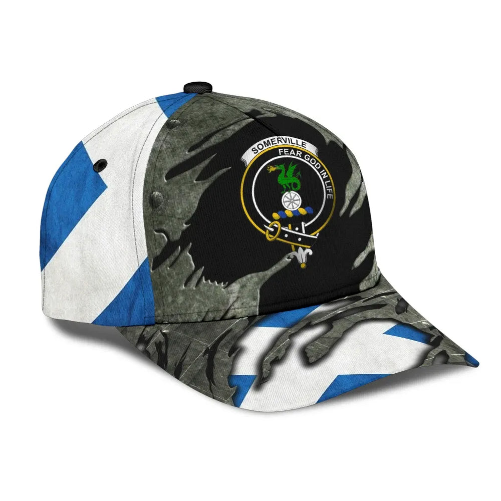 Clan Somerville Tartan Crest Classic Cap MM49 Somerville Tartan Tartan Cap   