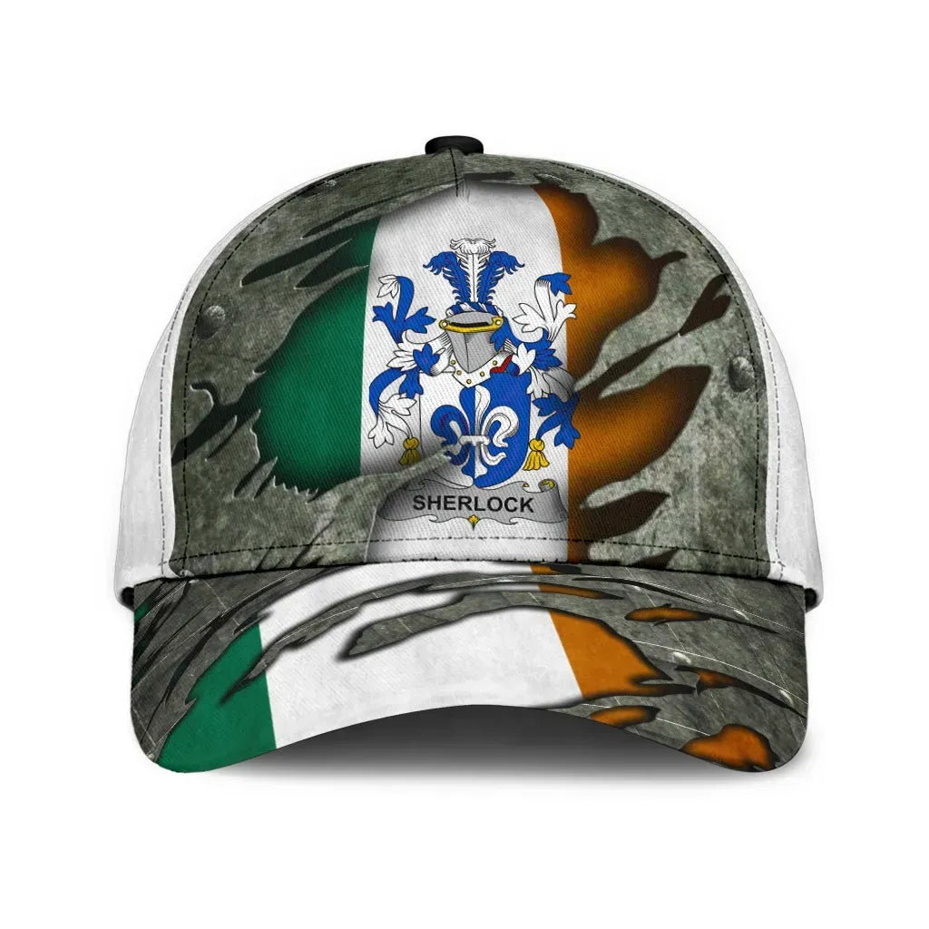 Clan Sherlock Coat Of Arms - Irish Family Crest Classic Cap CD88 Sherlock Coat Of Arms Irish Cap   