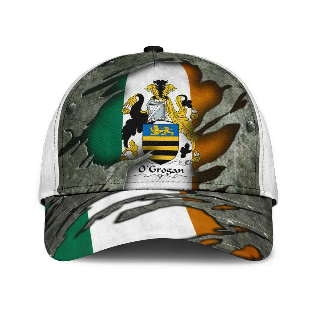 Clan Ogrogan Coat Of Arms - Irish Family Crest Classic Cap NZ56 Ogrogan Coat Of Arms Irish Cap   