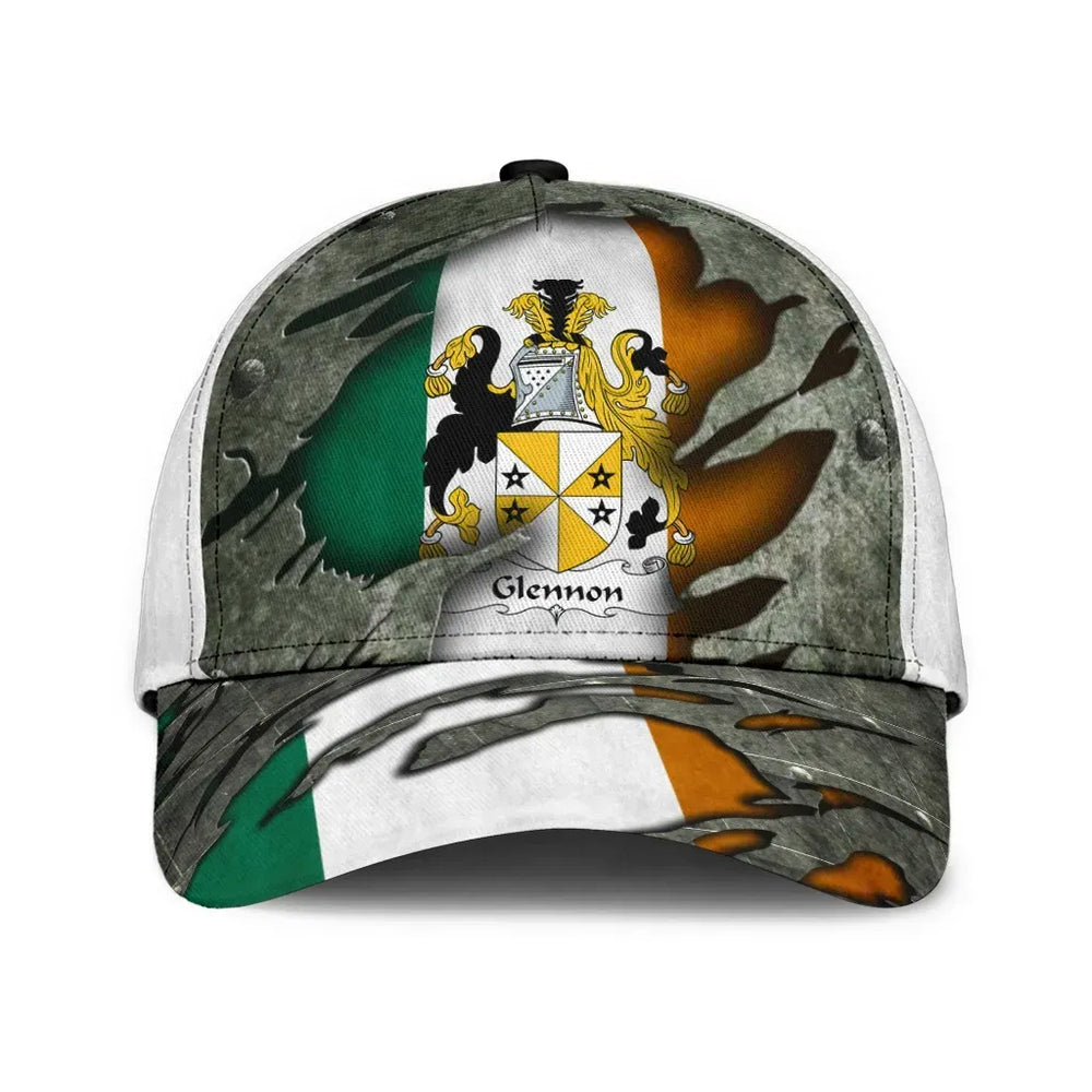 Clan Glennon Coat Of Arms - Irish Family Crest Classic Cap BV40 Glennon Coat Of Arms Irish Cap   