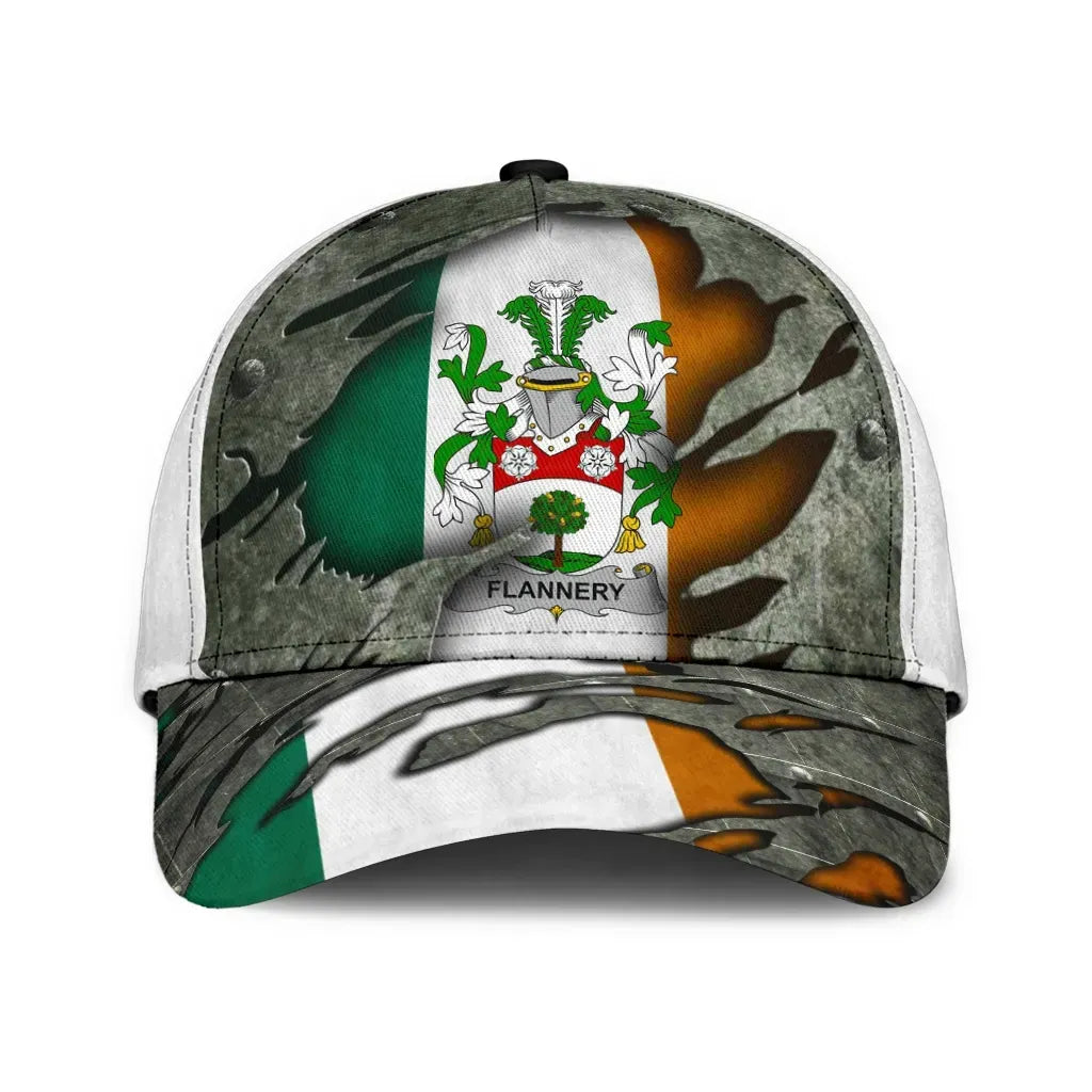 Clan Flannery Coat Of Arms - Irish Family Crest Classic Cap IR48 Flannery Coat Of Arms Irish Cap   