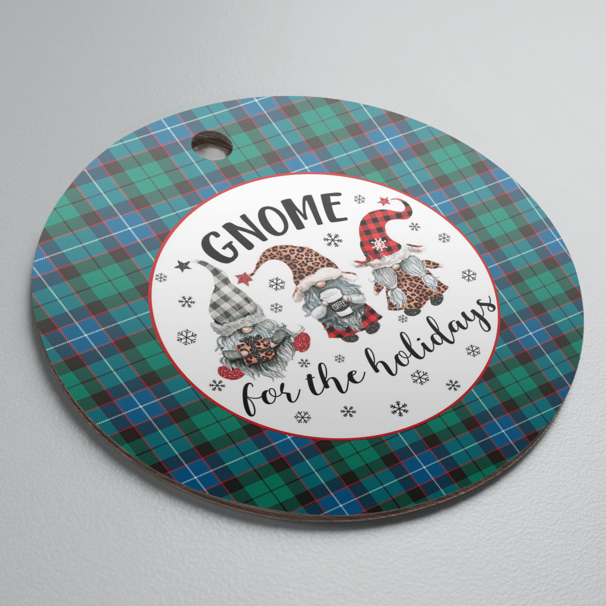 Clan Hunter Ancient Tartan Tartan Crest Gnome Round Ceramic Ornament II84 Hunter Ancient Tartan Tartan Christmas   