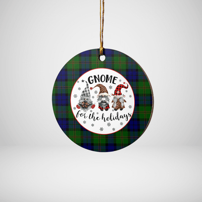 Clan Dundas Modern Tartan Tartan Crest Gnome Round Ceramic Ornament