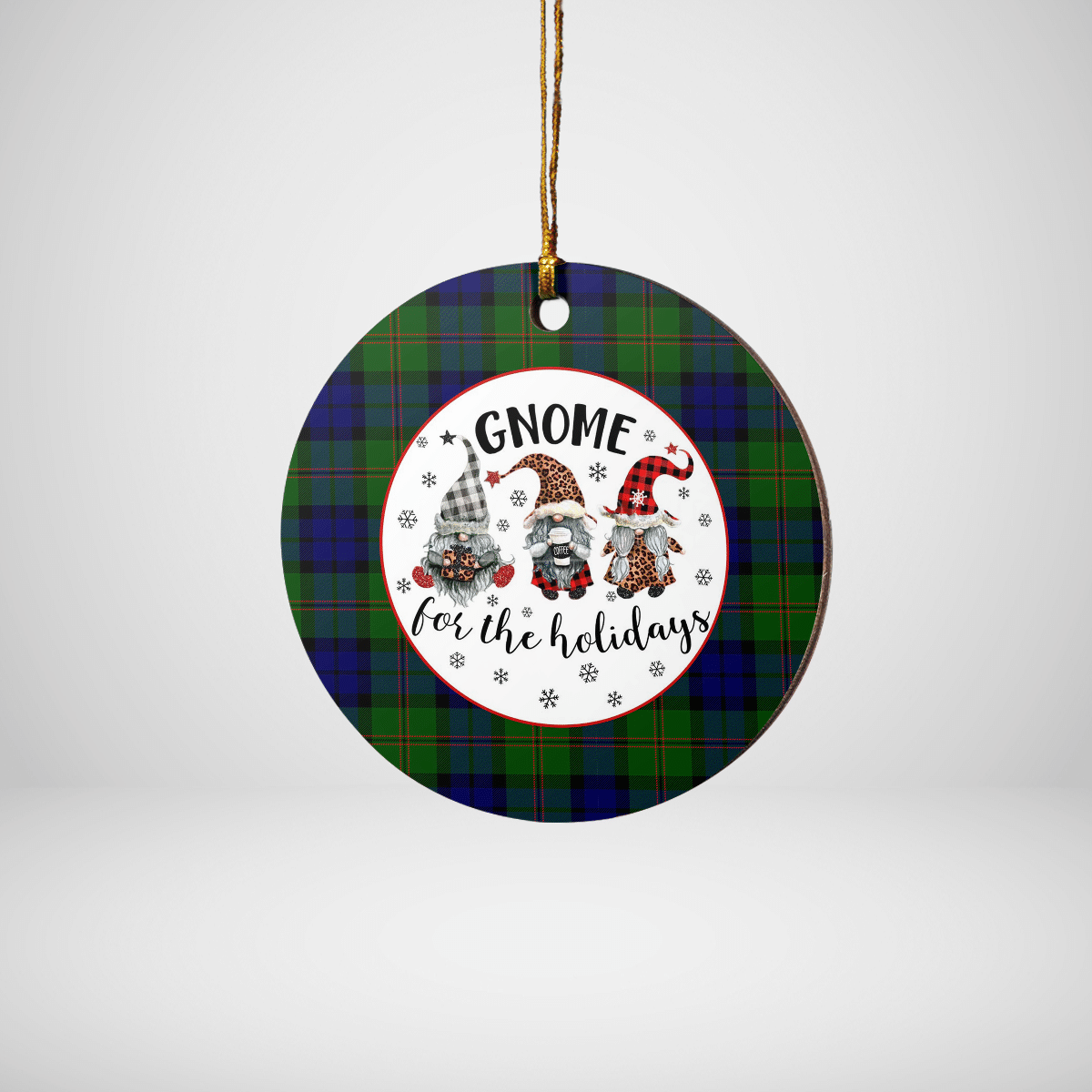Clan Dundas Modern Tartan Tartan Crest Gnome Round Ceramic Ornament WY23 Dundas Modern Tartan Tartan Christmas   