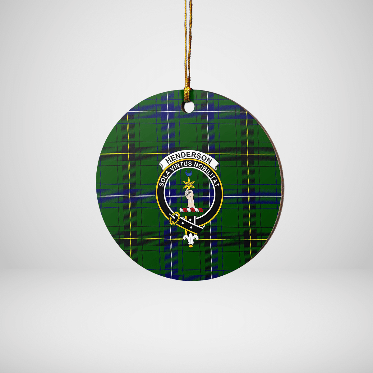 Clan Henderson Modern Tartan Crest Round Ceramic Ornament LB24 Henderson Modern Tartan Tartan Christmas   